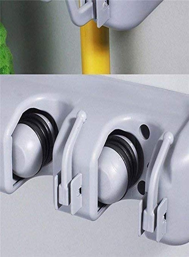 Sprade Garage Storage 5 Position with 6 Hook Holder,Wall Mount Mop & Broom Holder Stand,Kitchen Bathroom Closet Broom Rack - Image 2